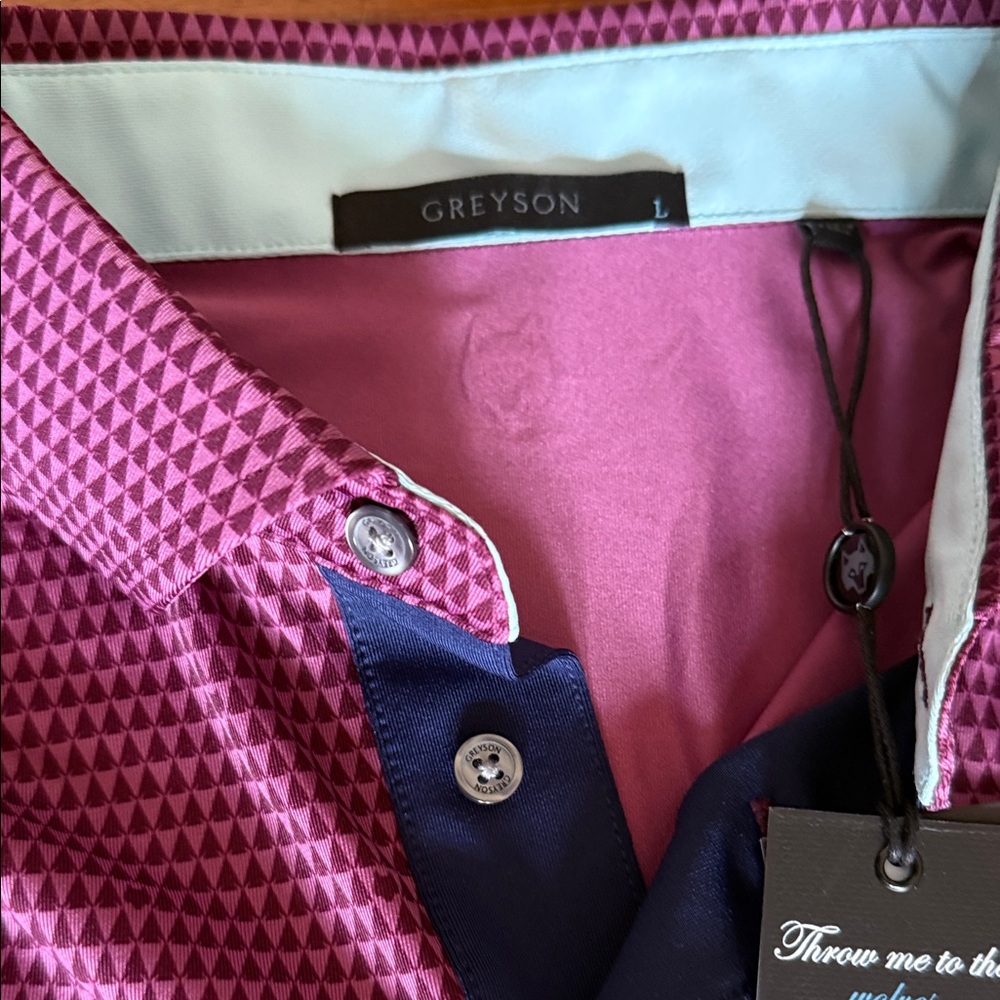Greyson Fuchsia Geometric Shirt with Navy Accents